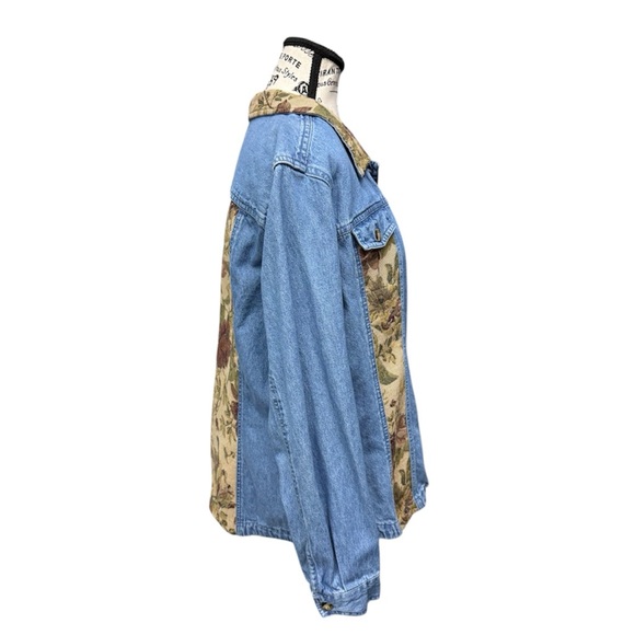 Floral Tapestry Patchwork Denim Jacket - Picture 3 of 9